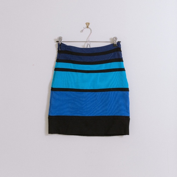 Blue High Waisted Mini Skirt-Express - Picture 1 of 4